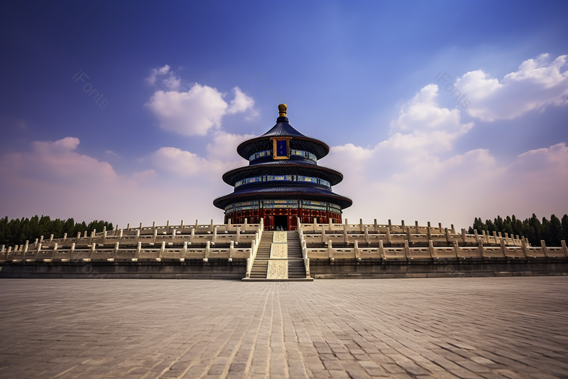 蓝天下的天坛古代建筑古典风格背景图,高清,摄影图,摄影图片,图片大全,摄影图免费下载